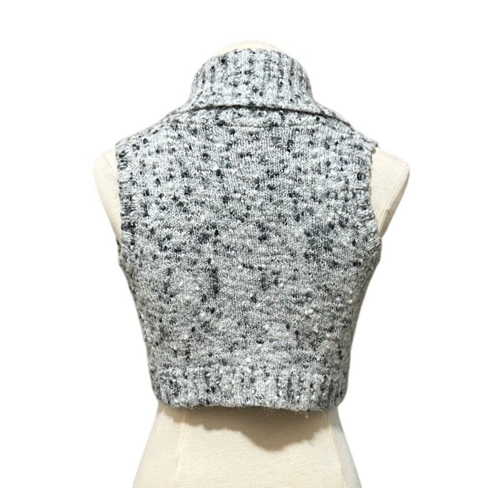 Bebe Cropped Knit Sweater Vest Gray Speckled Open Front Women's Size Small - Picture 4 of 11